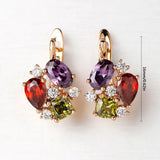 Hanreshe Crystal Stud Earrings Small Red Natural Zircon Hiphop Jewelry