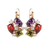 Hanreshe Crystal Stud Earrings Small Red Natural Zircon Hiphop Jewelry