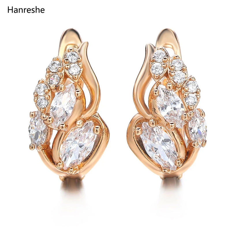 Hanreshe Crystal Stud Earrings Small Red Natural Zircon Hiphop Jewelry