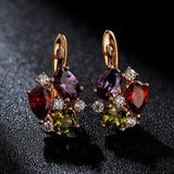 Hanreshe Crystal Stud Earrings Small Red Natural Zircon Hiphop Jewelry