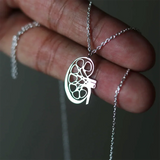 Kidney Medical Pendant Necklace Silver Plated Anatomy Organ Jewelry