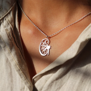 Kidney Medical Pendant Necklace Silver Plated Anatomy Organ Jewelry