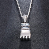 HaoYi Boxing Glove Pendant Stainless Steel Necklace Charm Jewelry