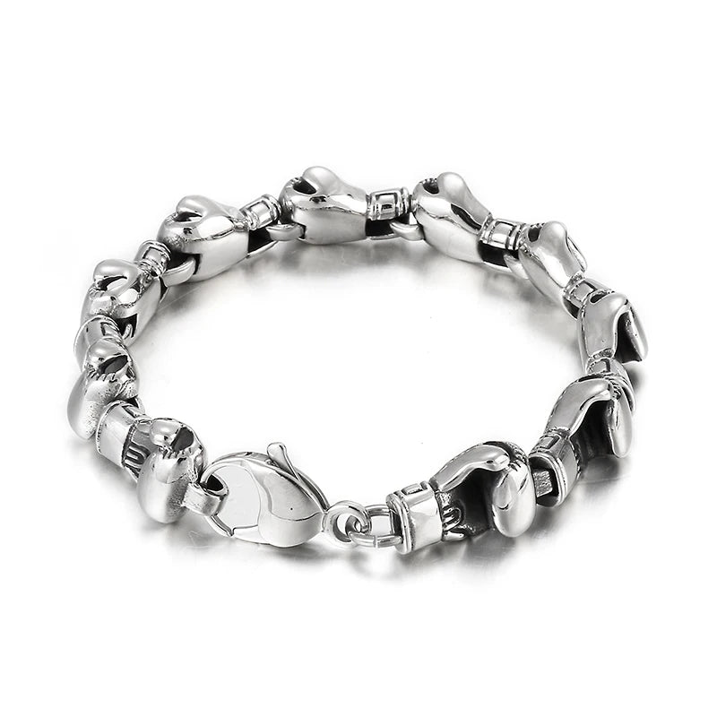 HaoYi Stainless Steel Boxing Gloves Bracelet Men Chain Bracelets Jewelry Gift
