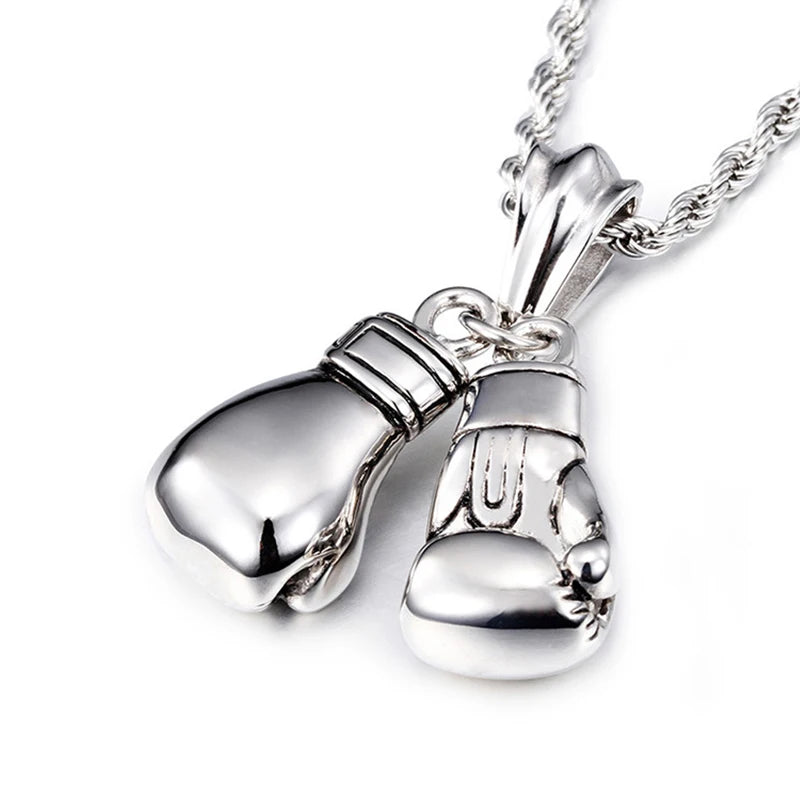 HaoYi Stainless Steel Boxing Gloves Pendant Necklace For Men