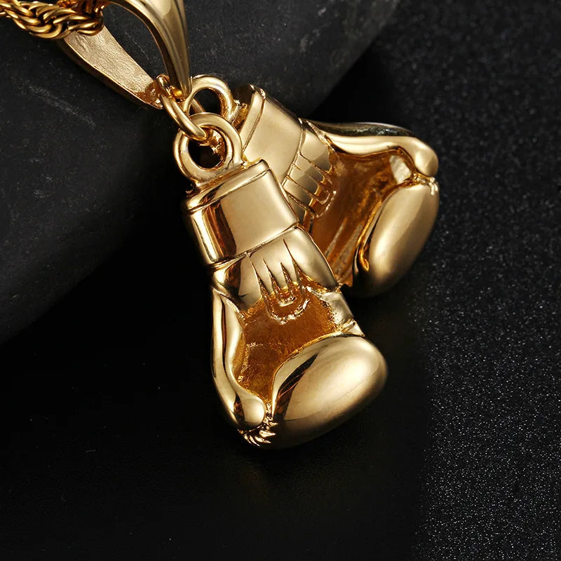 HaoYi Stainless Steel Boxing Gloves Pendant Necklace For Men