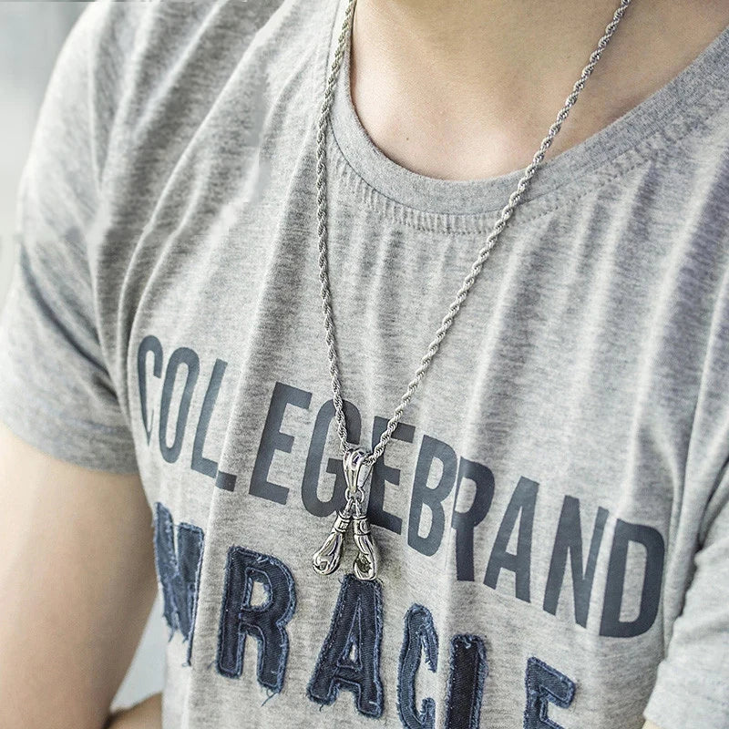 HaoYi Stainless Steel Boxing Gloves Pendant Necklace For Men