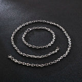 HaoYi Stainless Steel Coffee Bean Chain Bracelet Necklace Set For Men