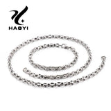 HaoYi Stainless Steel Coffee Bean Chain Bracelet Necklace Set For Men
