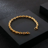 HaoYi Stainless Steel Coffee Bean Chain Bracelet Necklace Set For Men