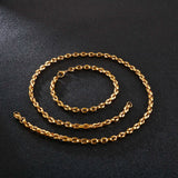 HaoYi Stainless Steel Coffee Bean Chain Bracelet Necklace Set For Men