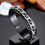 Cuban Chain Bracelet Men Women Leather Cuff Jewelry