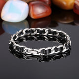 Cuban Chain Bracelet Men Women Leather Cuff Jewelry