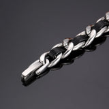 Cuban Chain Bracelet Men Women Leather Cuff Jewelry
