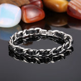 Cuban Chain Bracelet Men Women Leather Cuff Jewelry