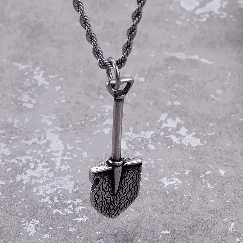 HaoYi Stainless Steel Shovel Pendant Necklace For Men Vintage Jewelry