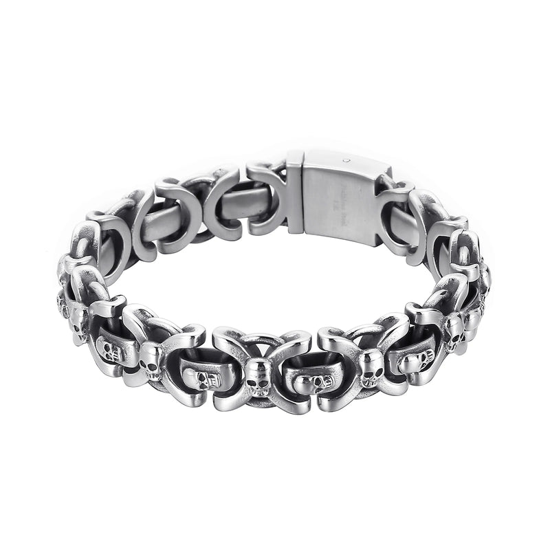 Skull Link Chain Bracelet Men Punk Rock Cuff Jewelry