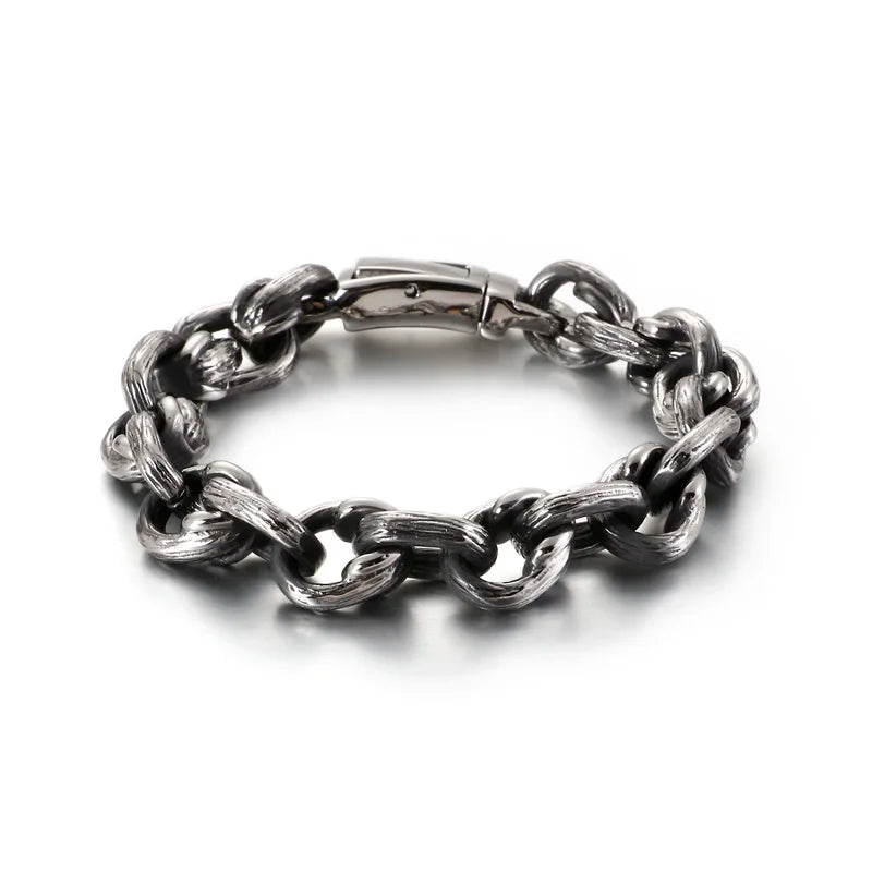 Stainless Steel Square Chain Bracelet For Men Punk Rock Cuff