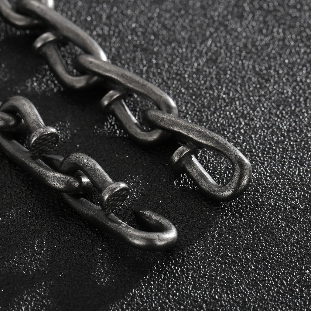 Vintage Stainless Steel Chain Bracelet for Men Oxidized Punk Cuff
