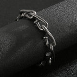 Vintage Stainless Steel Chain Bracelet for Men Oxidized Punk Cuff