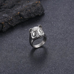 Haoyi Small Animal Stainless Steel K Colour Ring Panda Men's and Women's Ring