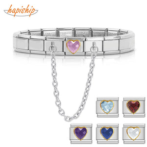 Women Stainless Steel Heart Charm Chain Bracelet Bangle GDJ208
