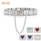 Women Stainless Steel Heart Charm Chain Bracelet Bangle GDJ208