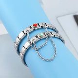 Women Stainless Steel Heart Charm Chain Bracelet Bangle GDJ208