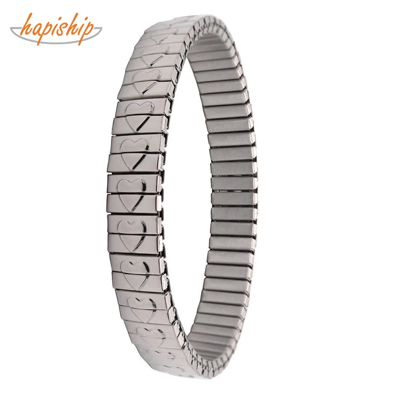 Western 9mm Heart Bracelet Bangle for Women Men