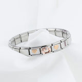 Sweet Rose Heart Leaves Charm Bracelet Bangle Birthday Gift GDJ218