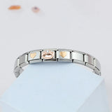 Sweet Rose Heart Leaves Charm Bracelet Bangle Birthday Gift GDJ218
