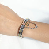 Stainless Steel Bracelet 9mm Mum Daughter Links Chain Heart Butterfly