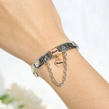 Stainless Steel Bracelet 9mm Mum Daughter Links Chain Heart Butterfly
