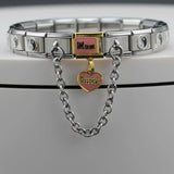 Stainless Steel Bracelet 9mm Mum Daughter Links Chain Heart Butterfly