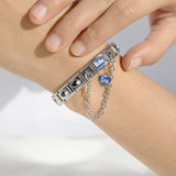Stainless Steel Mother Son Heart Butterfly Bracelet
