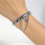 Stainless Steel Mother Son Heart Butterfly Bracelet