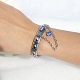 Stainless Steel Mother Son Heart Butterfly Bracelet
