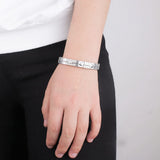 Elastic Stainless Steel Flower Bangle Bracelet