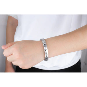 Elastic Stainless Steel Flower Bangle Bracelet