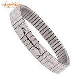 Elastic Stainless Steel Flower Bangle Bracelet