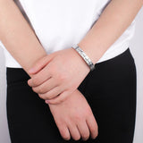 Elastic Stainless Steel Flower Bangle Bracelet