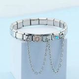 Stainless Steel Heart CZ Charm Bracelet Birthday Gift Jewelry
