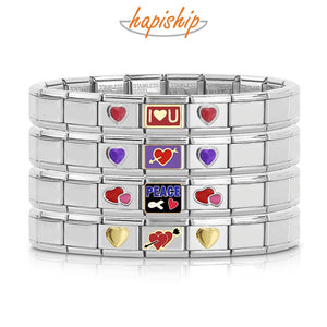 Girls Heart Flower 9mm Charm Links Bracelet Bangle Birthday Gift
