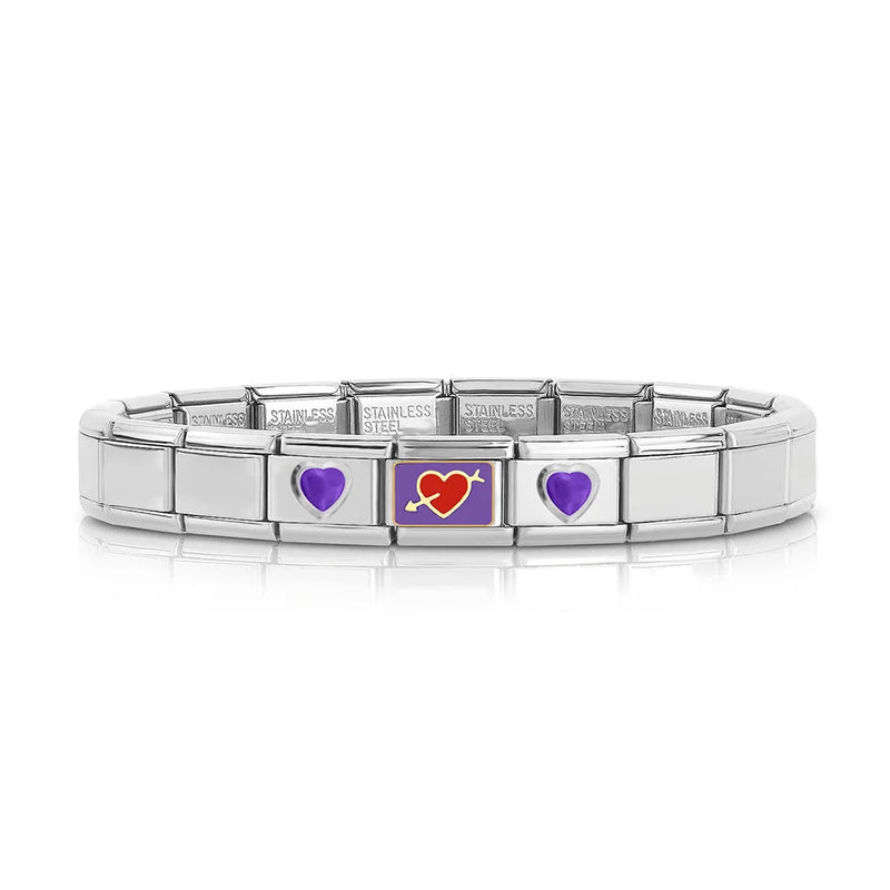 Girls Heart Flower 9mm Charm Links Bracelet Bangle Birthday Gift