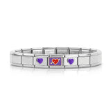 Girls Heart Flower 9mm Charm Links Bracelet Bangle Birthday Gift
