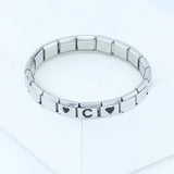 Sweet Heart 26 Letter Charm Links Bracelet Bangle Gift for Her Him