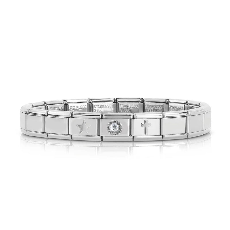 Girls Sweet Cross Star CZ Charm Links DIY Bracelet Birthday Gift