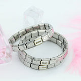 Family Charm Links Bracelet CZ Birthday Gift Bangle G152