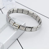 Family Charm Links Bracelet CZ Birthday Gift Bangle G152