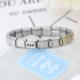 Family Charm Links Bracelet CZ Birthday Gift Bangle G152